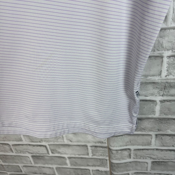 Straight Down x Brandon Dunes Lavender Striped Performance Golf Polo FLAWS LARGE - Picture 3 of 10